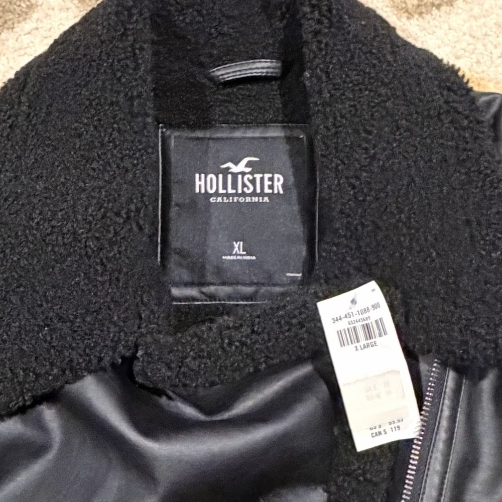 Hollister Womens Vegan Leather Sherpa Lined Biker Jacket XL NWT - Picture 10 of 12